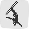 Mark displaying an athlete with skis competing in aerials