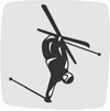 Mark displaying an athlete with skis competing in moguls