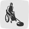 Mark displaying an athlete wheelchair curling