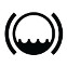 Symbole montrant, en contour, un cercle, entre parenthèses, dont le tiers inférieur contient du liquide.