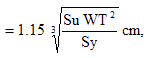 equals the product in cm of 1.15 times the cube root of the quotient of the product of Su times WT squared divided by Sy