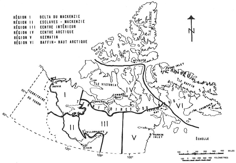 Carte montrant six régions de pêche commerciale.