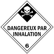 Description de l’étiquette et de la plaque pour la classe 6.1 qui est spécifique aux matières toxiques par inhalation.