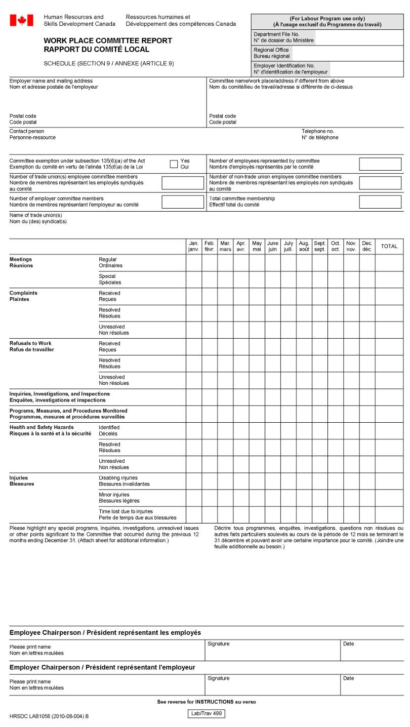 Work Place Committee Report form