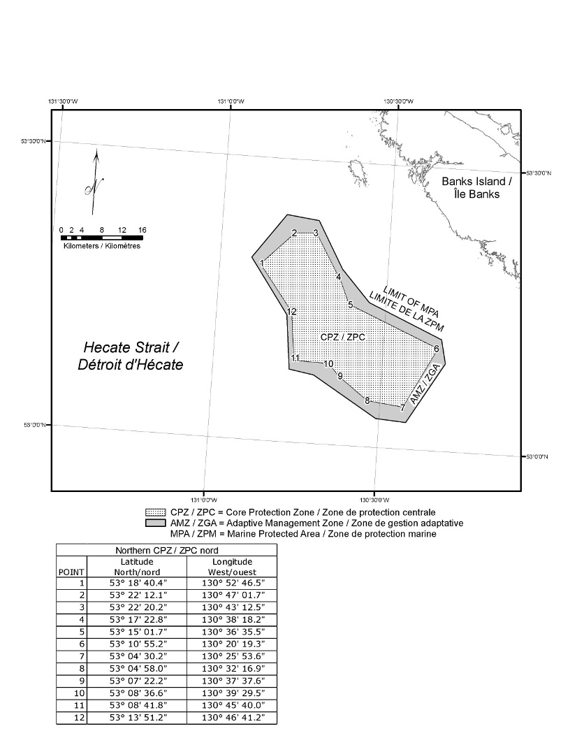 Schedule 2 is a map depicting the Northern Reef Marine Protected Area as a Core Protection Zone surrounded by an Adaptive Management Zone. The Schedule also includes a table setting out the geographic coordinates of the Core Protection Zone.