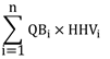 La somme des produits de QBi par HHVi pour chaque type de combustible de biomasse « i »