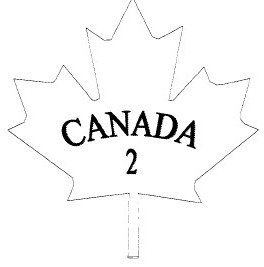 Contour d’une feuille d’érable avec le mot CANADA et le chiffre 2 inscrits à l’intérieur.