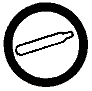 A symbol for a hazard associated with compressed gas, described by a circular border encompassing a gas cylinder.