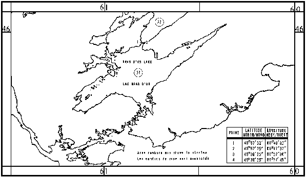 Carte des zones de pêche du phoque avec les coordonnées géographiques en latitude et longitude de 4 points délimitant la zone 28.